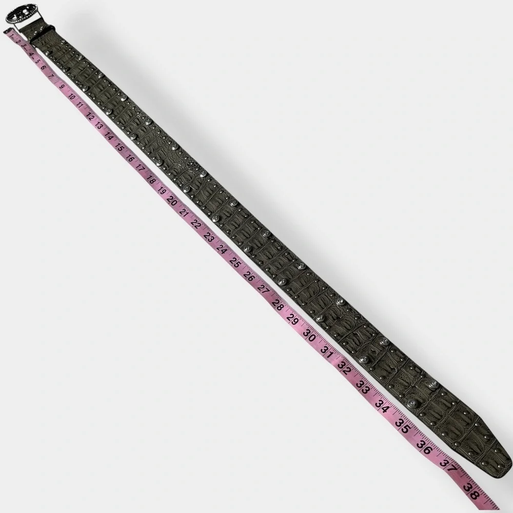 Guess Y2K Croc Embossed Faux Leather Rhinestone Belt Small